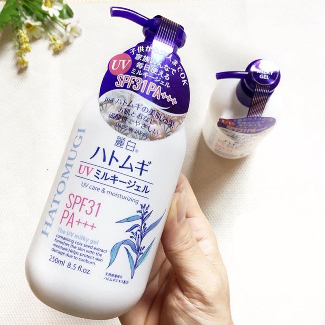 Sữa Dưỡng Thể Chống Nắng Hatomugi SPF31+ PA+++ - SPF50+ PA++++ UV Care Tone Up Moisturizing Milky Gel 250ml.