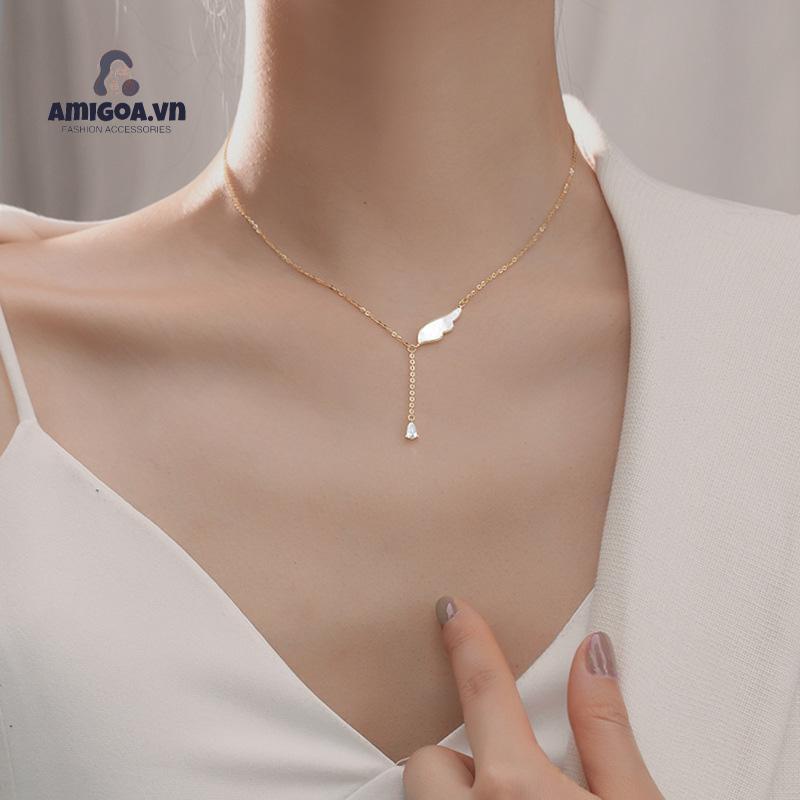 ✨✨Vòng cổ Hợp Kim Mặt Đôi Cánh Đính Đá