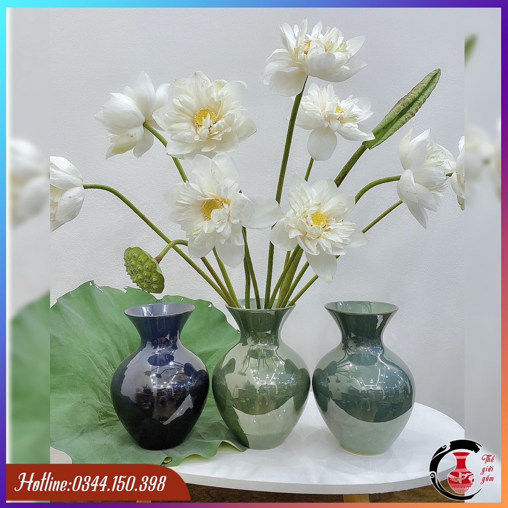 Lọ cắm hoa, men kính,lọ hoa gốm sứ bát tràng