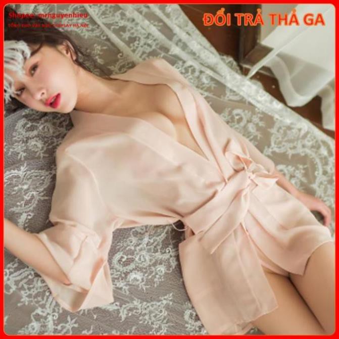 áo ngủ xuyên thấu gợi cảm áo choàng sexy kiểu kimono tay dài, choàng đi biển - Hà Nội ་