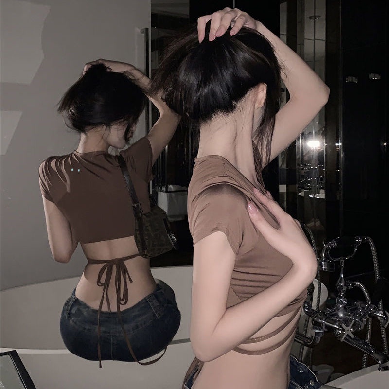 Áo kiểu crop top COZOKC tay ngắn cổ chữ V ôm dáng trẻ trung quyến rũ thời trang cho nữ