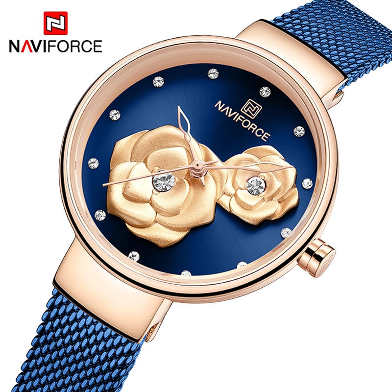 NAVIFORCE NF5013 Women Casual Fashion Mesh Band Analog Quartz Watch