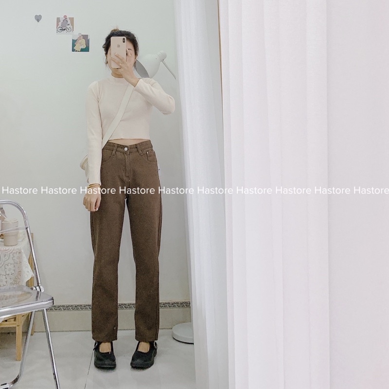 Áo len croptop tay dài cổ 3 phân