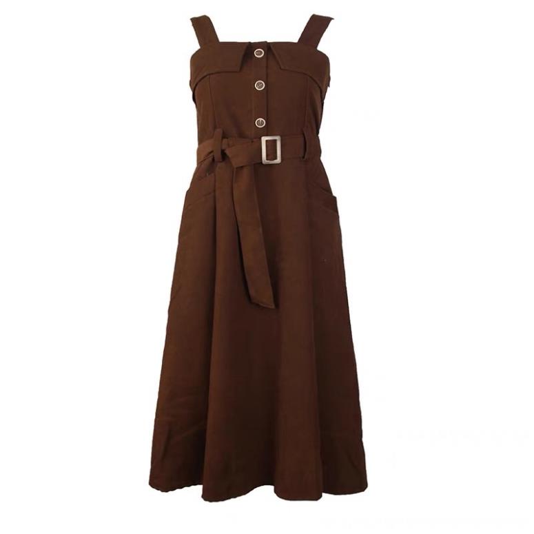 Yếm váy nhung tăm kèm đai thắt eo dáng váy xoè rộng. Đầm vintage đi học, công sở k