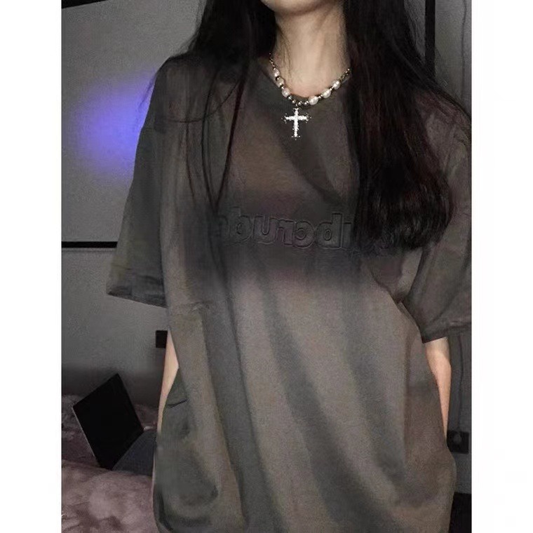 Áo Thun Tay Ngắn In Chữ Kiểu Vintage Mỹ Dễ Phối Đồ Cho Nữ