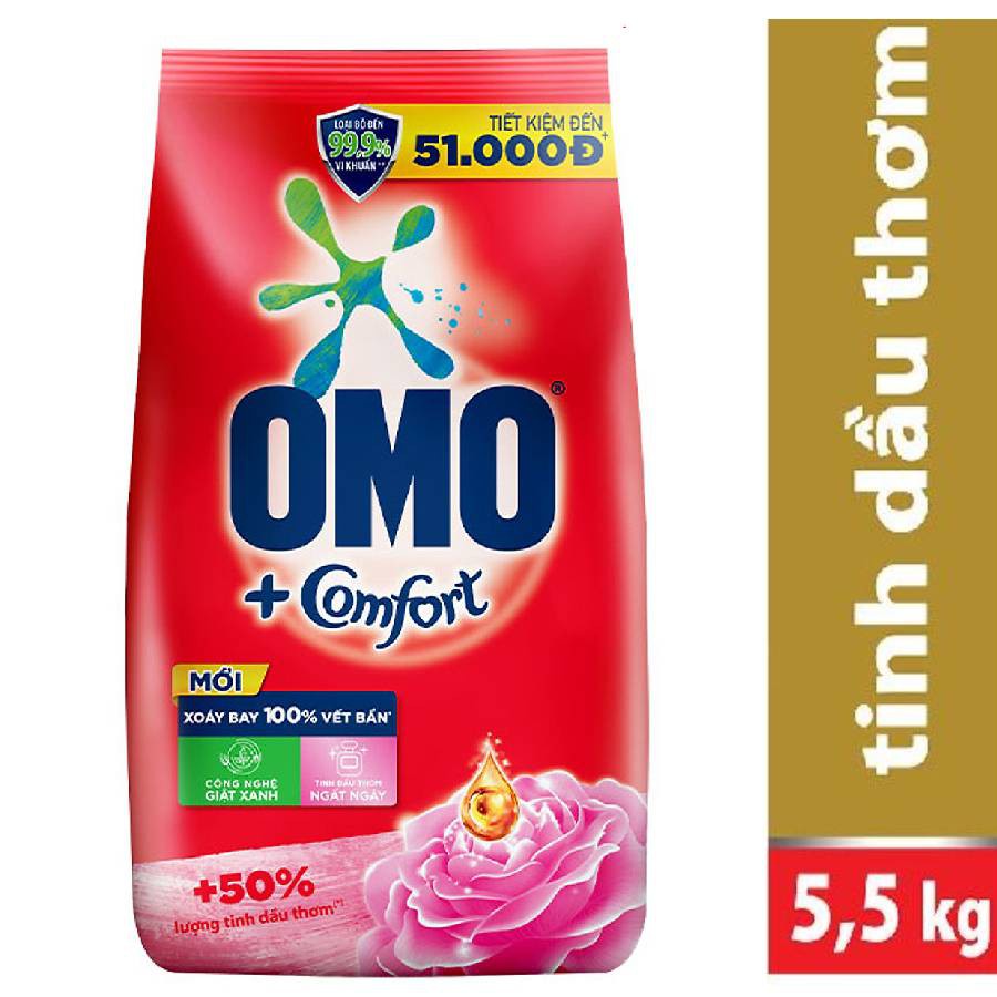 Bột giặt OMO comfort tinh dầu thơm ngất ngây 5.5kg