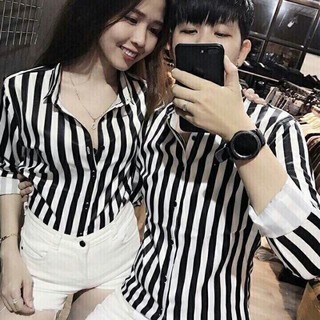 Áo sơ mi 3D sọc có size cho cặp đôi cực chất
