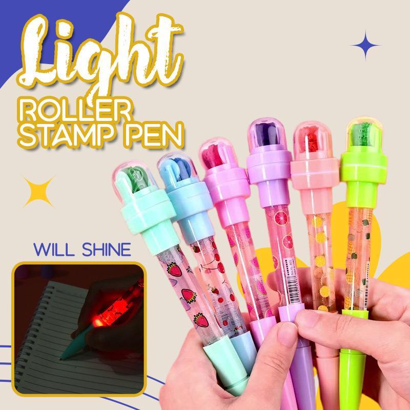 5in1 Pen Seal Ballpoint Pen Multi-function Bubble Ballpoint Pen Children Toys Roller Stamp Pen With Light Gift For Boys Girls