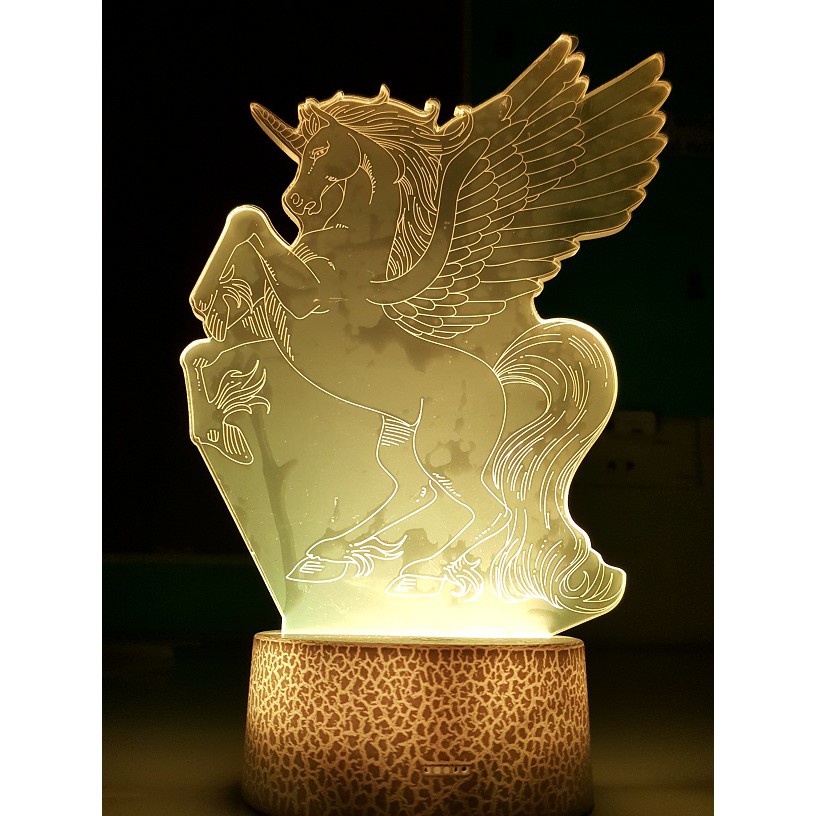 LED 3D cảm ứng 7 màu hình con ngựa
