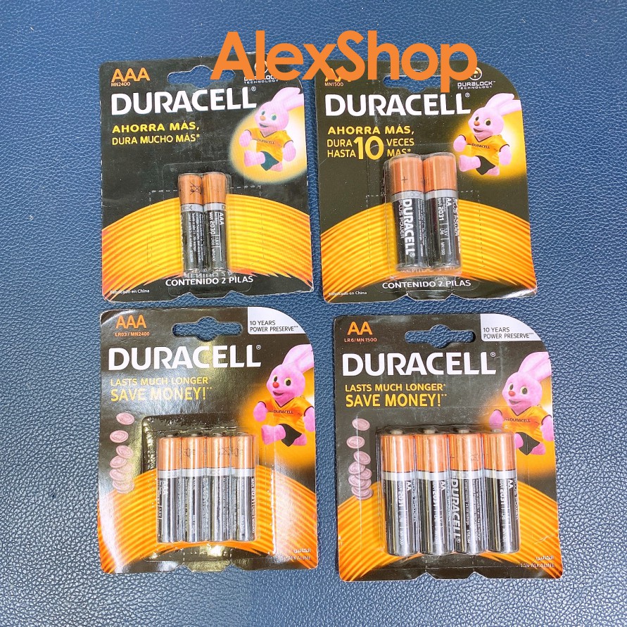 Vỉ Giấy 4 Viên Pin tiểu Duracell AA/AAA LR6/LR3 Siêu Pin Alkaline 1.5V x10 Sức