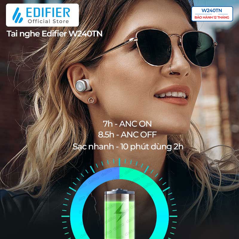 Tai nghe Bluetooth 5.3 EDIFIER W240TN Chống ồn chủ động Đàm thoại 4 mic Game mode Âm thanh driver kép Hàng chính hãng