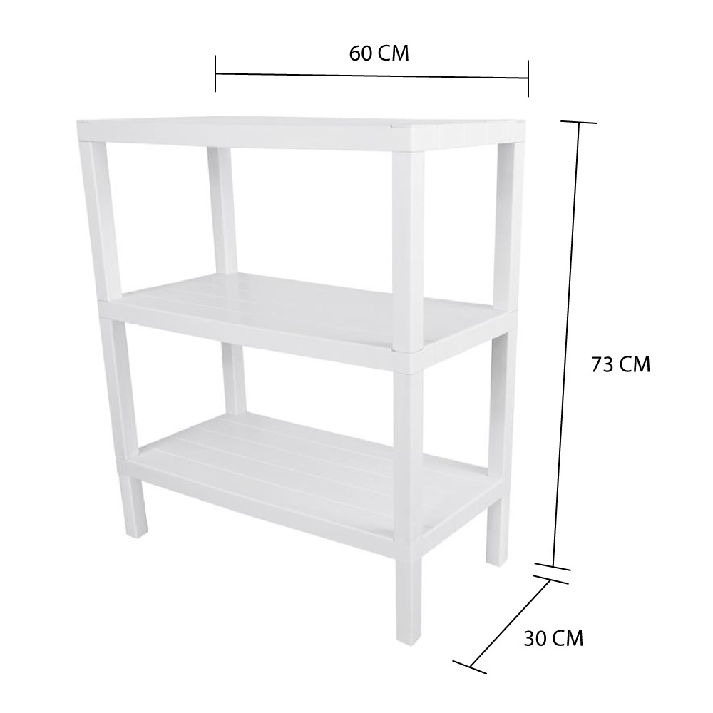 HomeBase STACKO Kệ nhựa 3 tầng hoa văn gạch Thái Lan R60xS30xC73cm màu trắng