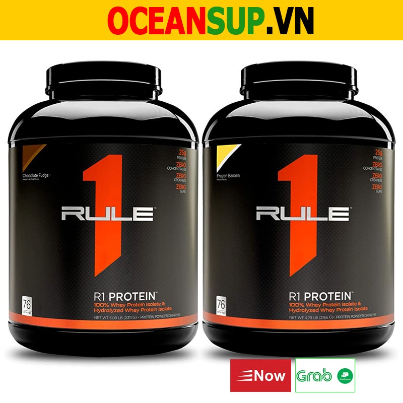 Rule 1 Protein Whey Protein Thủy Phân Cao Cấp - R1 Protein Hộp 5lbs (2.3kg) 76 lần dùng - Whey Rule1 có tem Chính Hãng