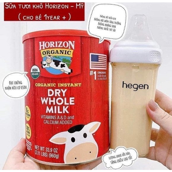 Sữa Tươi Nguyên Kem Hữu Cơ Dạng Bột Horizon 870g Mỹ Cho Bé 1Y+
