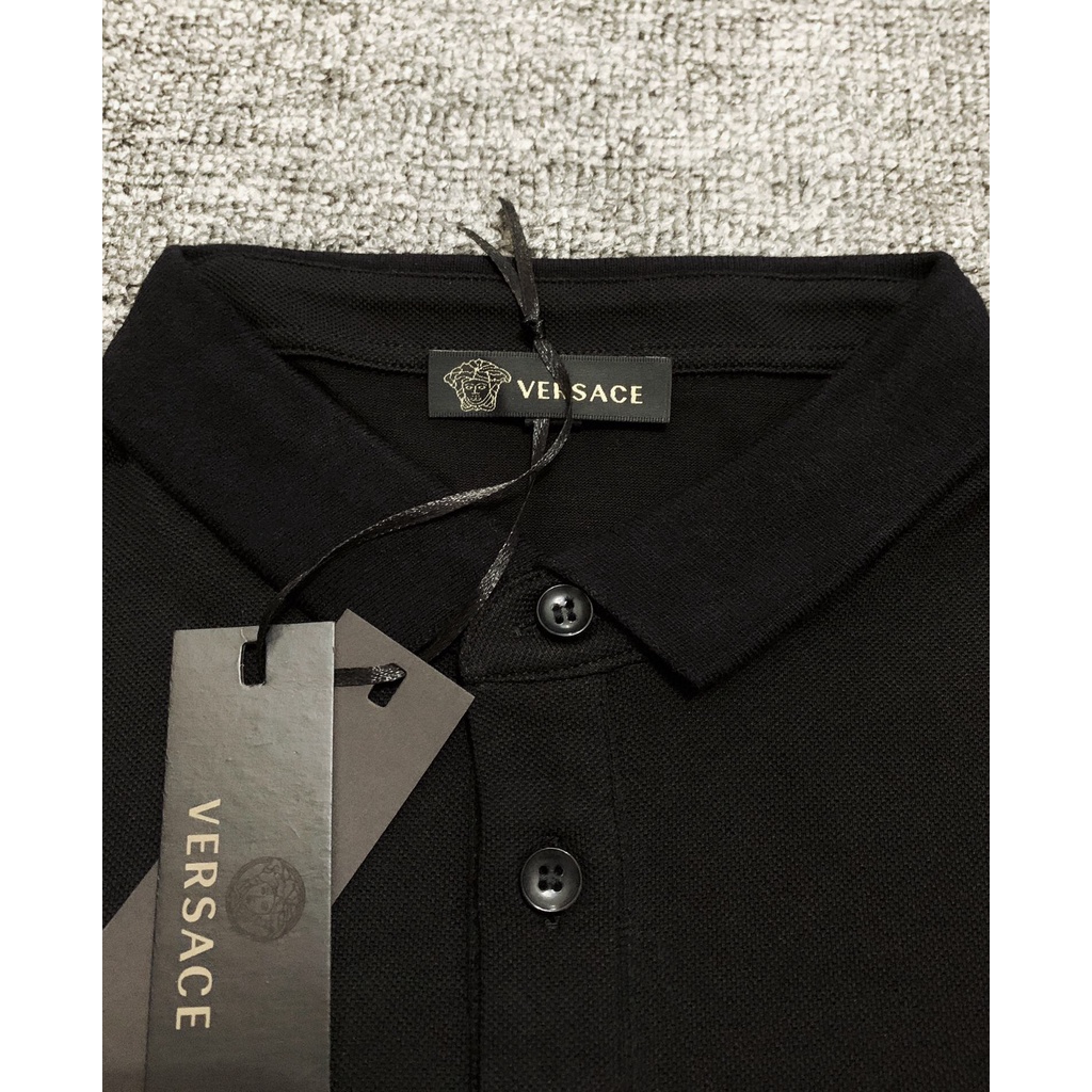 VERSAC Summer 2020 men short sleeve logo badge leather polo pure cotton t-shirt can not buy
