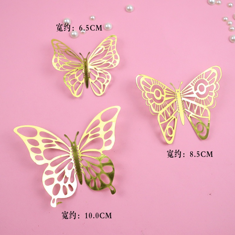 Đồ trang trí bánh sinh nhật  set 12 bướm giấy vàng mẫu mới