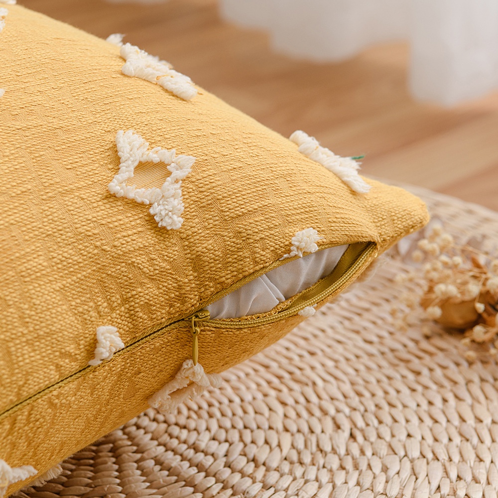 Vỏ gối cotton 30x50cm/ 45x45cm in họa tiết hoa có khóa kéo trang trí nhà cửa/ văn phòng