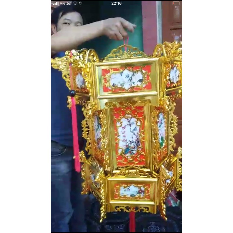 Đèn lồng treo Tết đèn lục lăng 60p