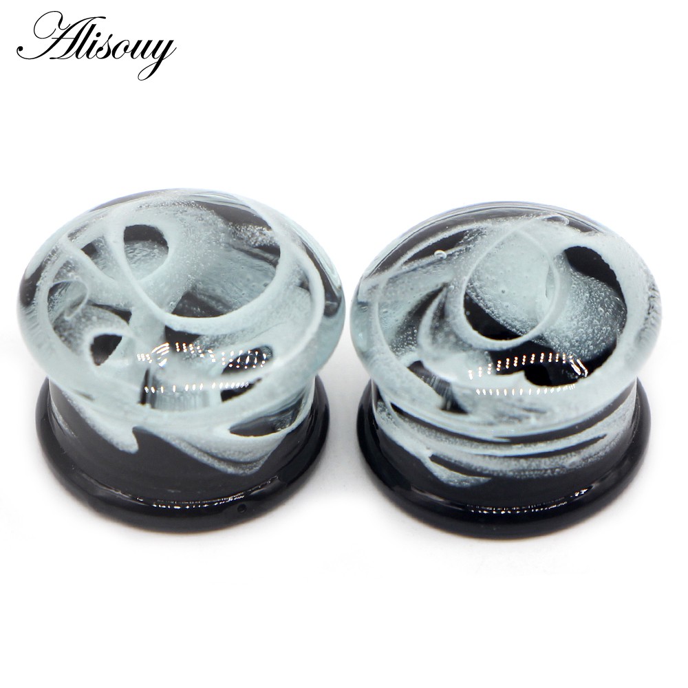 Alisouy Set 2 Khuyên Nong Tai Bằng Thủy Tinh Nhiều Màu Kích Thước 6-16mm Thời Trang Cho Nam Và Nữ