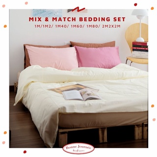 Full set chăn ga Vanilla mix Baby Pink, Almond, Cream chất liệu Cotton Twill Hàn Quốc