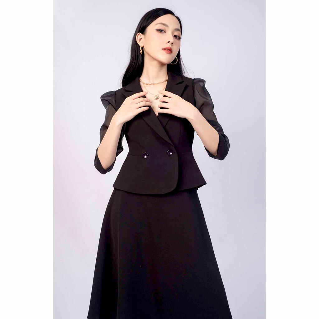 Set bộ Khoác tay voan kèm chân váy xòe MMOutfit M-SBK070621071