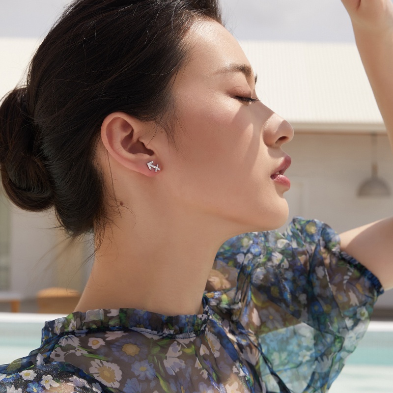 1 miếng Bông tai BAMOER bằng bạc 925 kiểu dáng chòm sao thời trang cho nữ