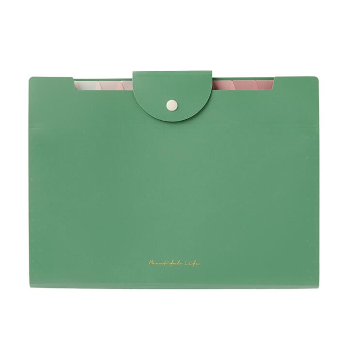 Túi Đựng Tài Liệu ARTBOX Hàn Quốc Màu Xanh Lá Cây 12 Ngăn Có Nút Cài