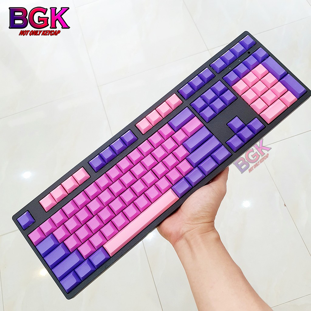 Bộ Keycap PBT DSA MIAMi Pink and Purple chuẩn Ansi 108 nút Blank Trống