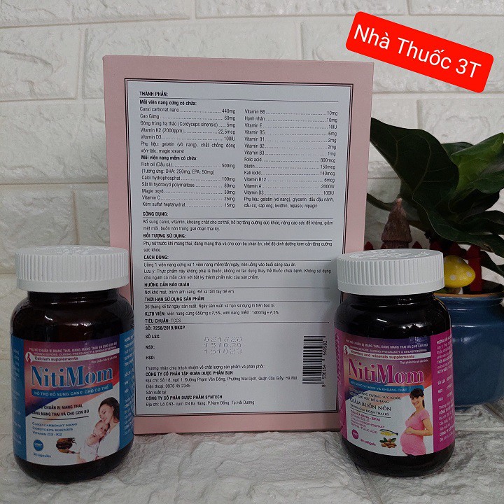 Bổ bầu – Nitimom, Bổ sung canxi, vitamin và khoáng chất, giảm buồn nôn trong thai kỳ.