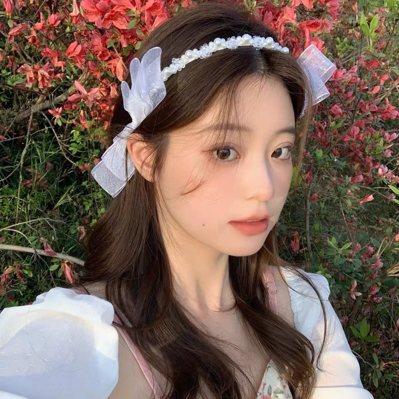 Bờm tóc hạt phối nơ voan 2 lớp chụp ảnh nàng thơ mã RG-99