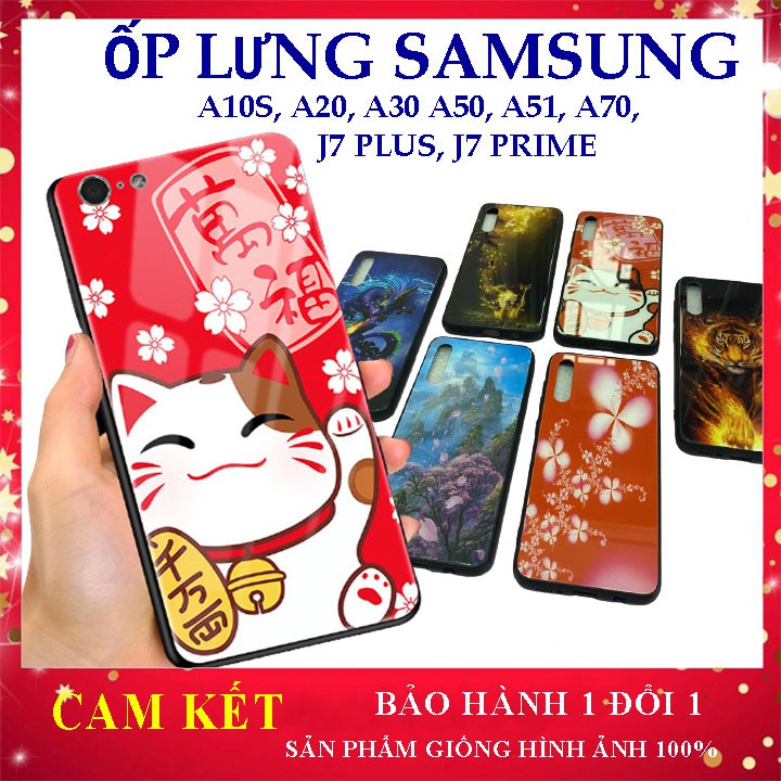 ỐP LƯNG SAMSUNG - Ốp lưng kính cường lực samsung A10s, A20, A30, A50, A51, A70, j7 Plus, J7 Prime in hoa 3D sang trọng