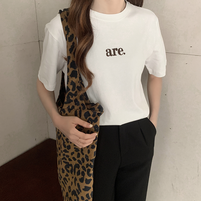 SUXI Áo Thun Nữ Ngắn Tay In Chữ Đơn Giản