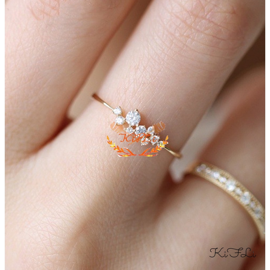 Nhẫn nữ mạ vàng đính đá size 6-10 phong cách Hàn Quốc