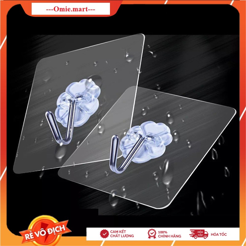 Móc Dán Tường Đa Năng Siêu Dính Trong Suốt Chịu Lực Tốt Mọc Treo Bằng Thép Chắc Chắn 6x6cm