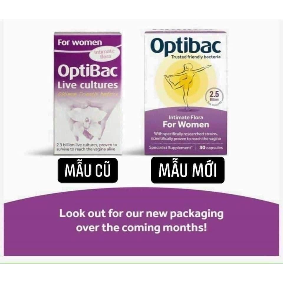 Men vi sinh Optibac tím (30v/90v) phòng ngừa phụ khoa vùng kín cho phụ nữ và mẹ bầu Optibac Probiotics For Women, UK