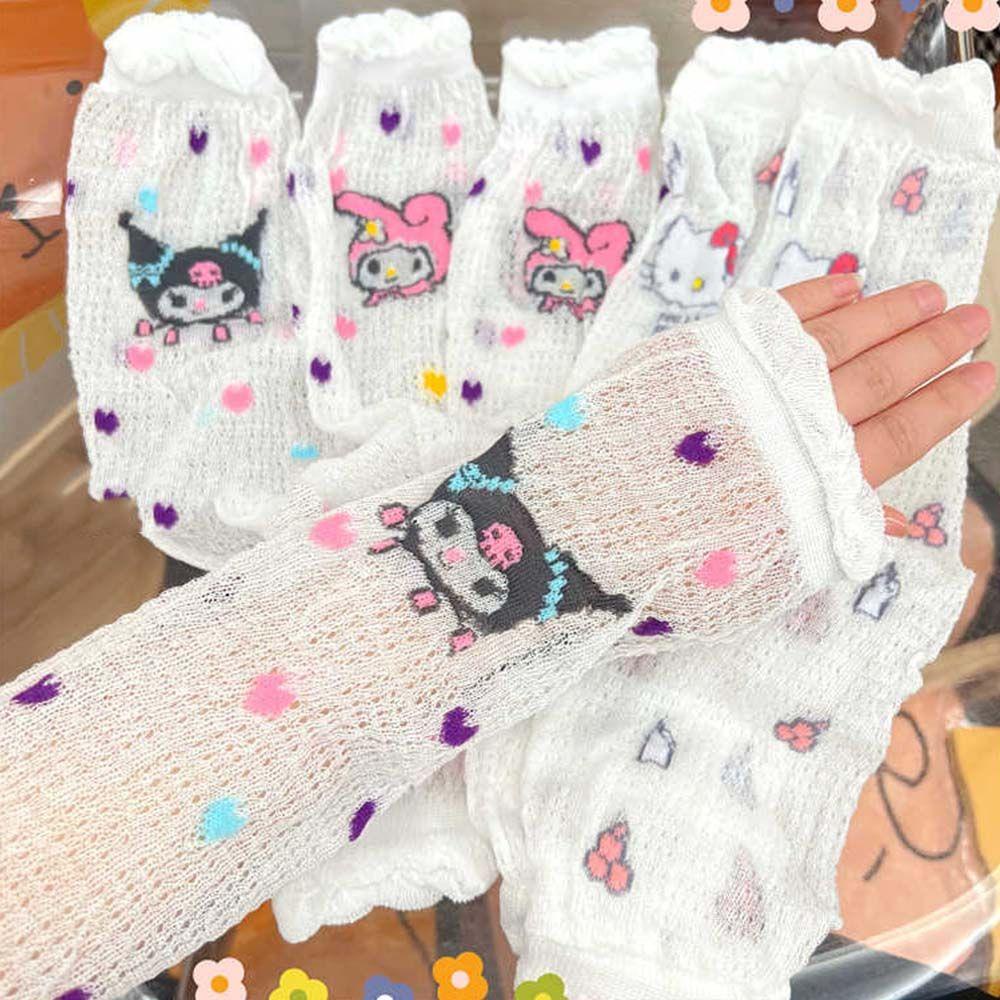 Găng Tay Giữ Ấm Cánh Tay Họa Tiết Hoạt Hình Kuromi My Melody Thời Trang