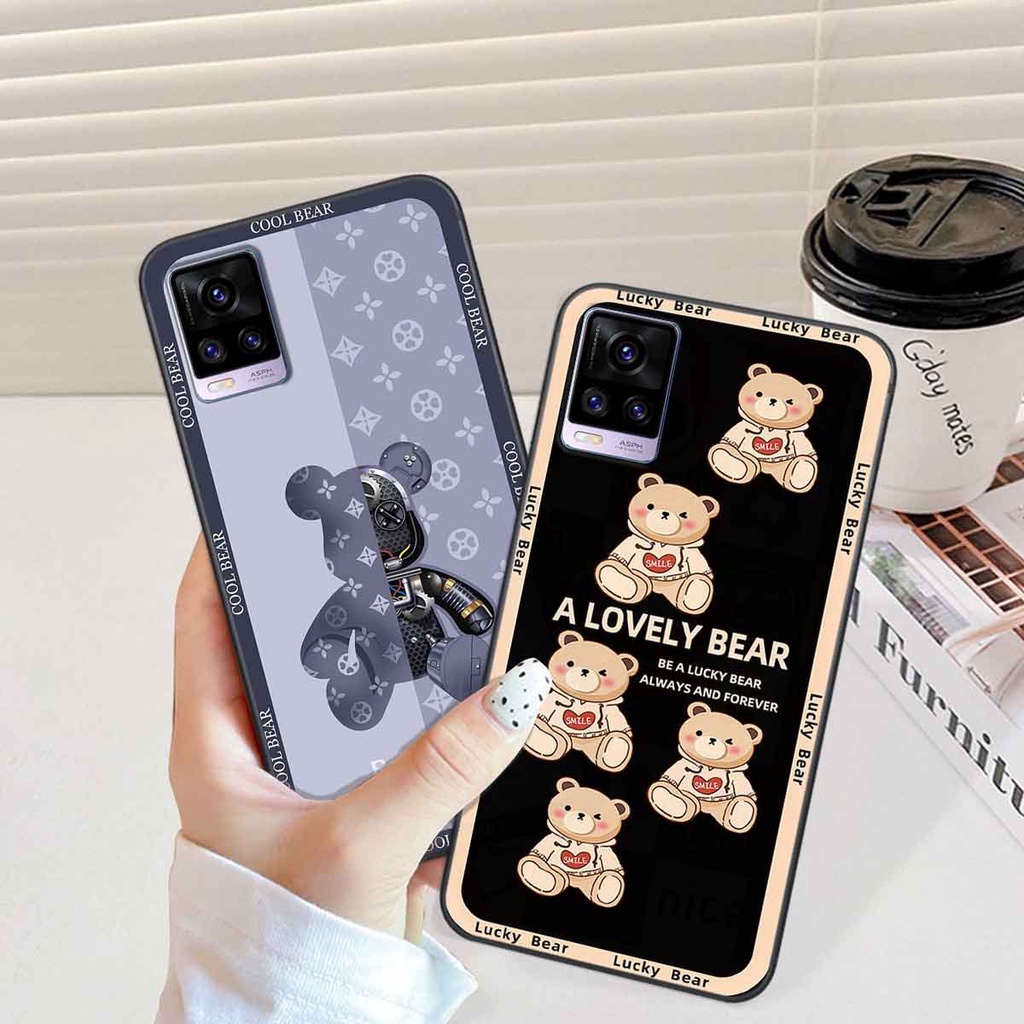 Ốp Vivo V20 bear brick, gấu đáng yêu, dễ thương
