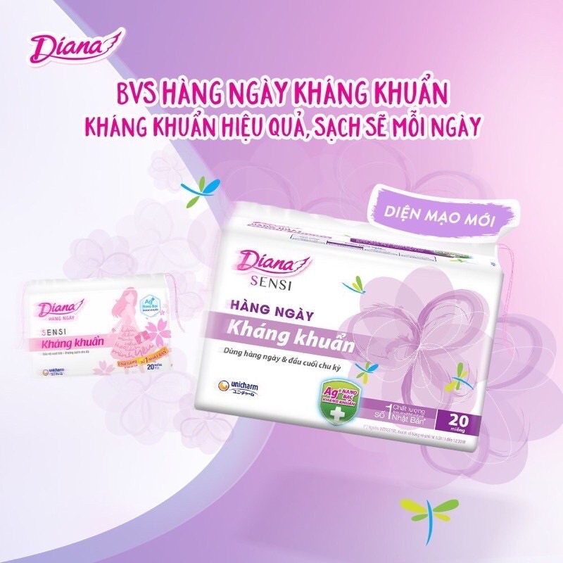 Băng vệ sinh Diana Sensi hàng ngày kháng khuẩn 20 miếng