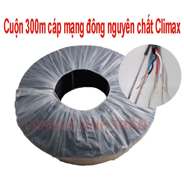 Cuộn 300m cáp mạng, cáp camera 4 lõi đồng nguyên chất có cáp treo dây - cáp lan ngoài trời, dây mạng ngoài trời
