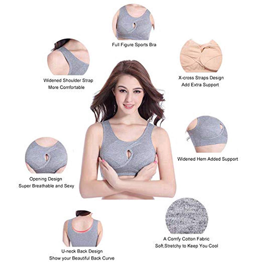 Women Cotton Anti-Sagging Sports Bra Wire free Run Yoga Bra