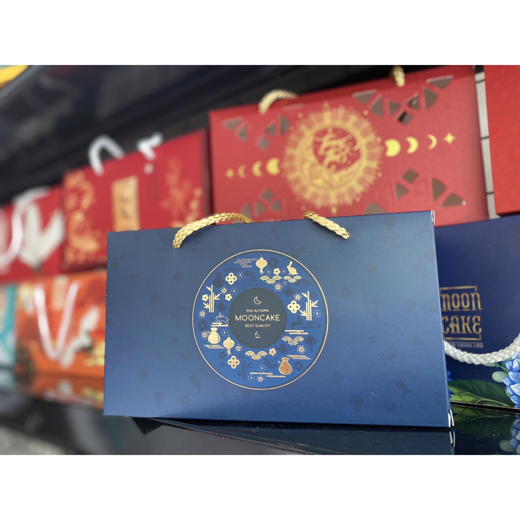 Hộp đựng 2 bánh trung thu 125-250g mẫu Xanh Dương