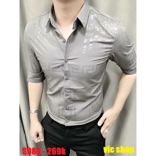 Sơ Mi Nam Hàn Quốc Tay Dài Cao Cấp.Sơ Mi Nam Dài Tay Phong Cách xám họa tiết chìm - shopthunsi