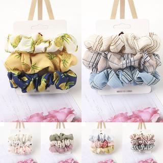 3PC Chiffon Hair Scrunchies Set Elastic Ponytail Hair Ties Rope Hair Accessories;;;;;