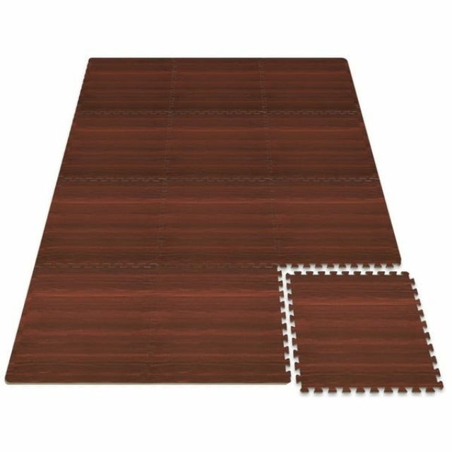 Thảm xốp vân gỗ nâu đỏ và xanh 60×60×1cm