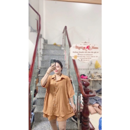 set sơmi xẻ tà sau bigsize hàng hot g110kg
