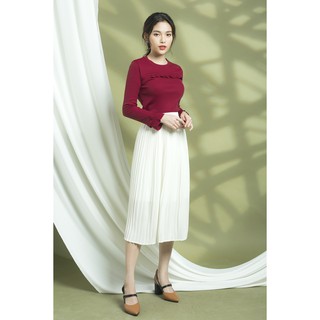 Áo dệt kim phối bèo gumac a11832_do