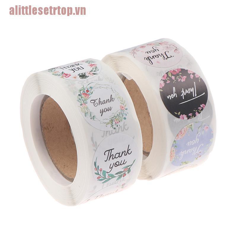Cuộn 500 Miếng Dán Hình Hoa / Chữ Thank You Dùng Trang Trí Sổ Tay