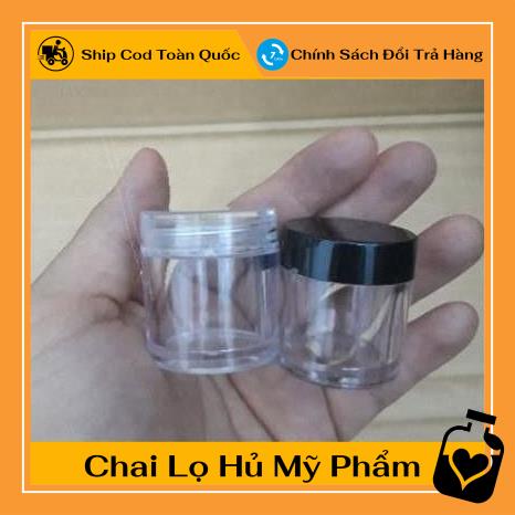 Hũ nhựa trong 10g thân cao nắp đen đựng kem, chiết mỹ phẩm , phụ kiện du lịch , phụ kiện du lịch