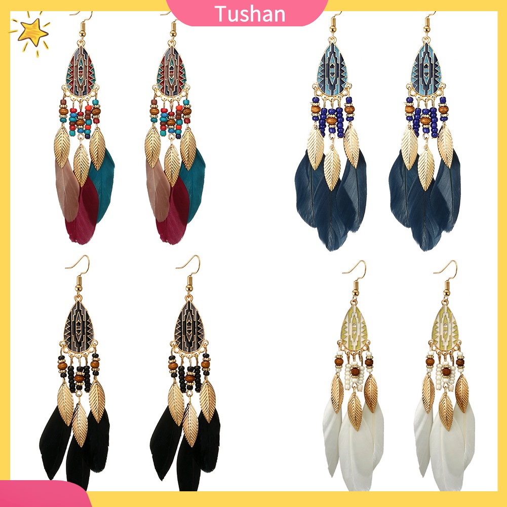 Khuyên tai lông vũ phong cách cổ điển thanh lịch dành cho nữ