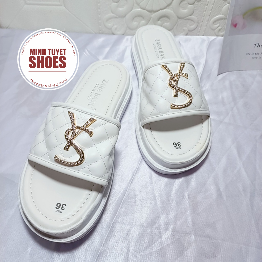 Dép bánh mì quai ngang bản rộng chữ YS đế cao tôn dáng phong cách hàn quốc ulzzang mã DYS MINHTUYETSHOES